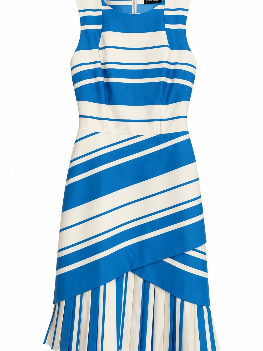 Karen Millen Blue and White Asymmetrical Striped Dress